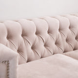 Abbyson Victoria Ivory Velvet Tufted Sofa