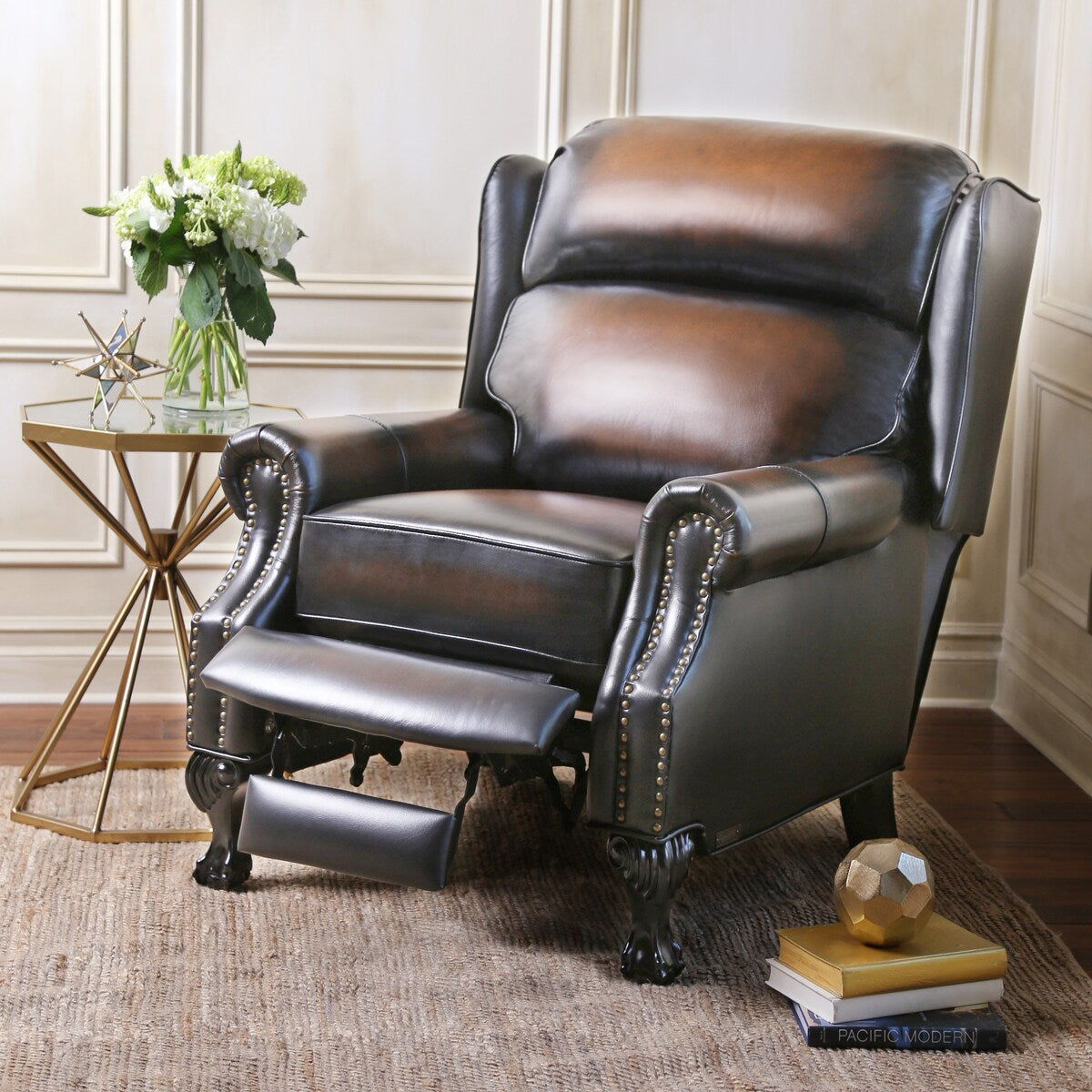 Abbyson Vienna Hand Rubbed Top-grain Leather Pushback Recliner