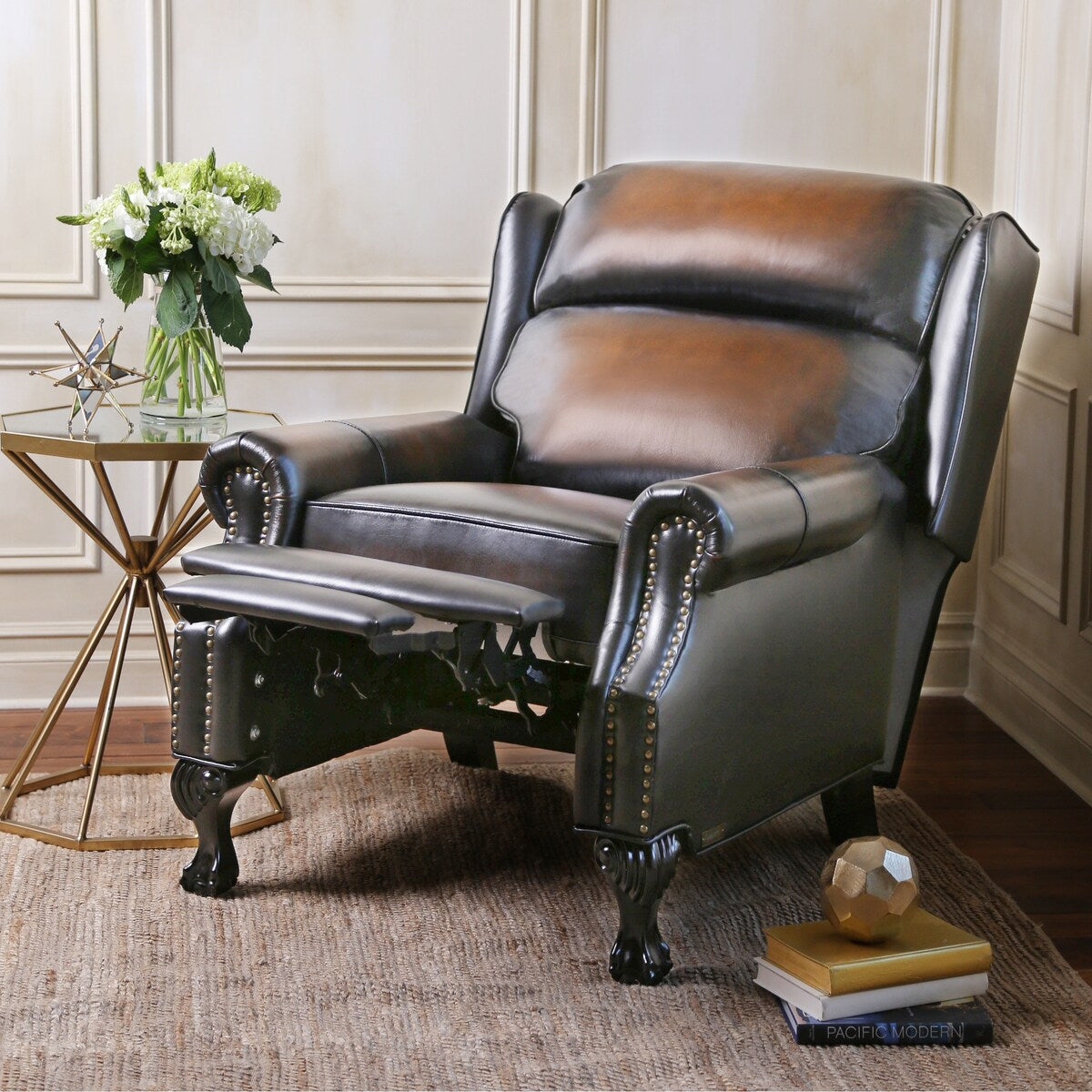 Abbyson Vienna Hand Rubbed Top-grain Leather Pushback Recliner