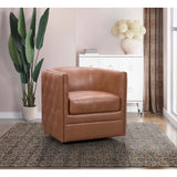 Abbyson Wells Camel Top Grain Leather Swivel Chair
