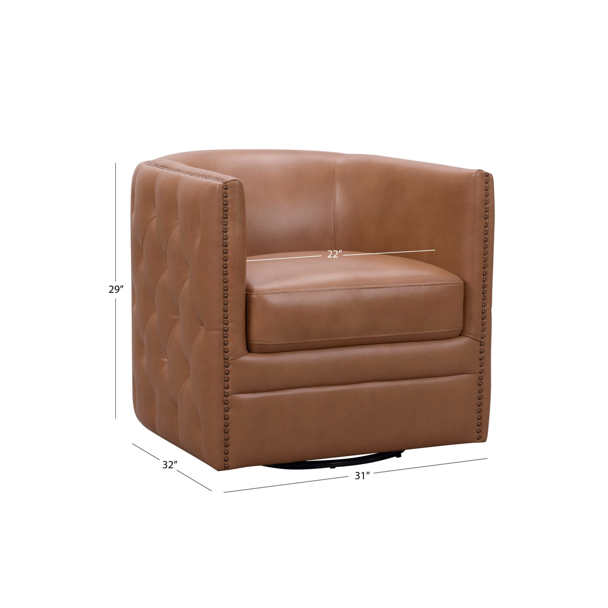 Abbyson Wells Camel Top Grain Leather Swivel Chair