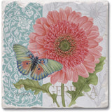 Absorbent Stone Beverage Coasters - Set of 4 - Gerber Daisy - Multi-150