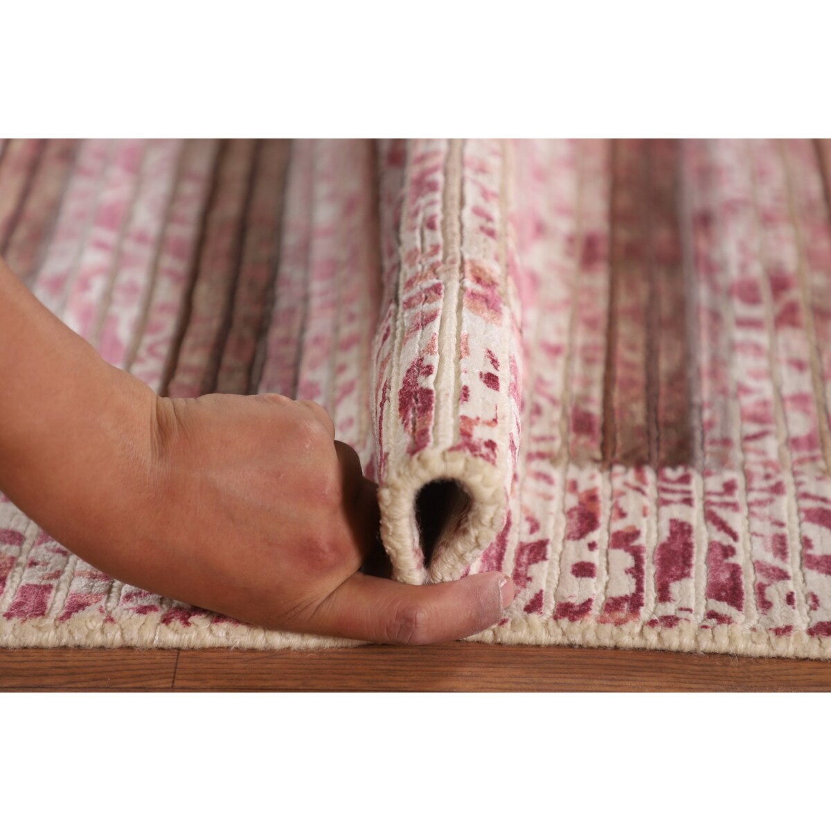 Abstract Accent Rug Handmade Multi-Color Wool Carpet - 2'8"x 4'9"