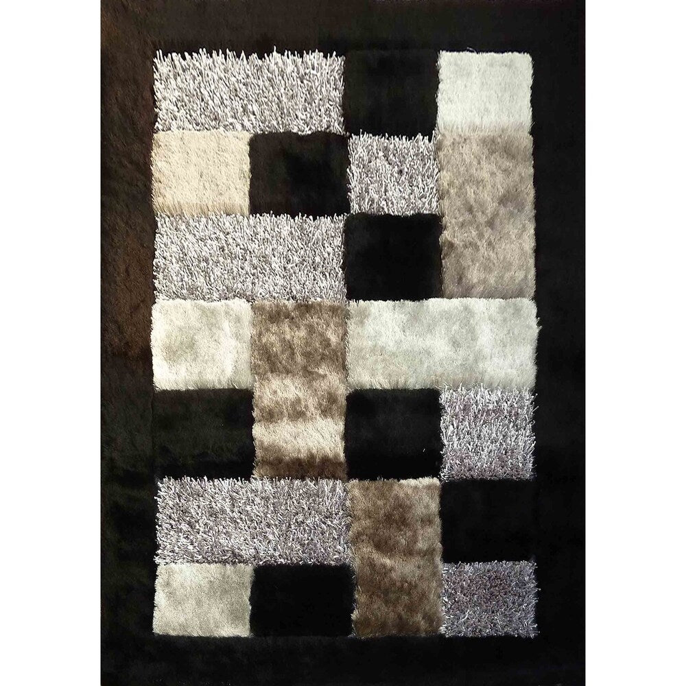 Abstract Black 5x7 Contemporary Area Rug - Big
