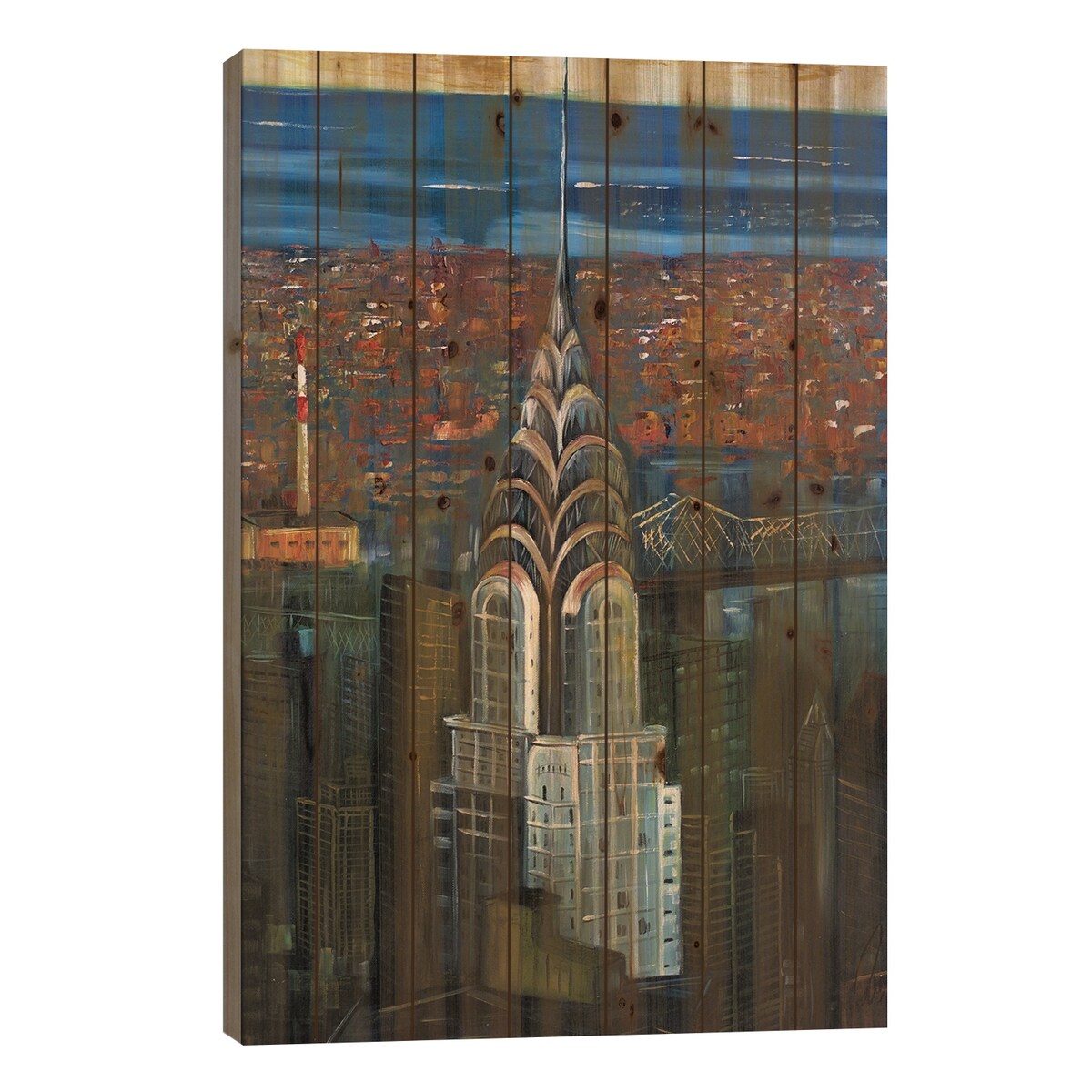 Abstract Chrysler Print On Wood by Edelgard Schroer - Multi-Color