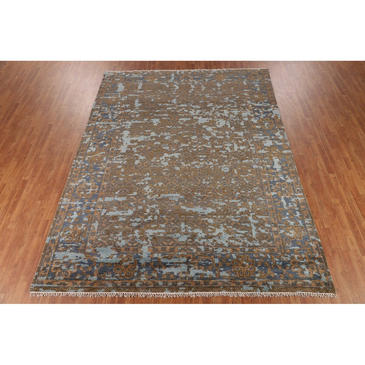 Abstract Contemporary Area Rug Hand-Knotted Wool Carpet - 8'10"x 11'8"