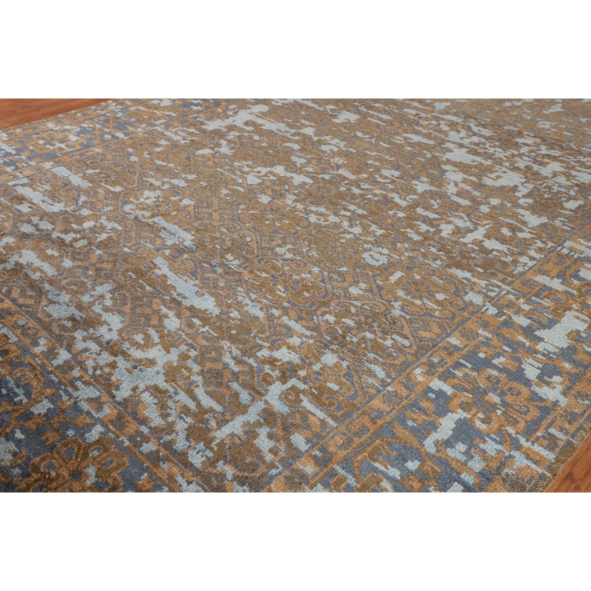 Abstract Contemporary Area Rug Hand-Knotted Wool Carpet - 8'10"x 11'8"