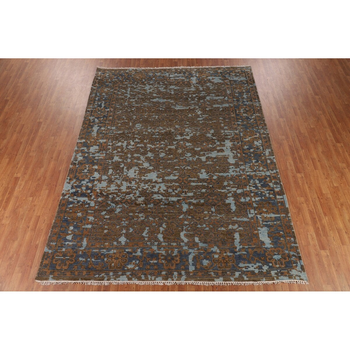 Abstract Contemporary Area Rug Hand-Knotted Wool Carpet - 8'10"x 11'8"