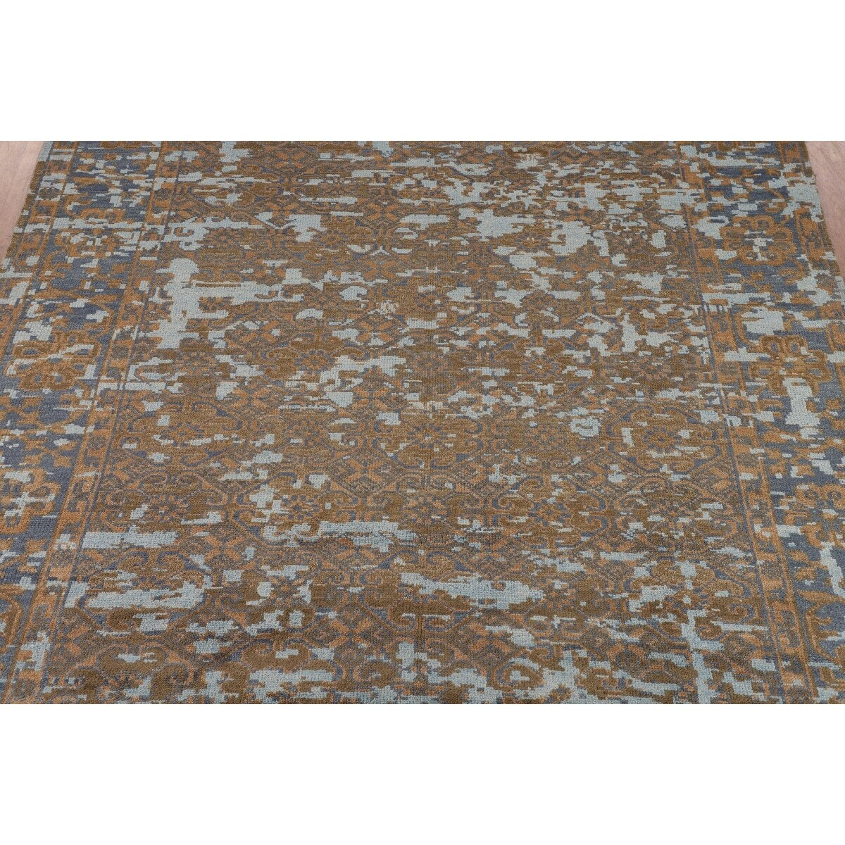 Abstract Contemporary Area Rug Hand-Knotted Wool Carpet - 8'10"x 11'8"