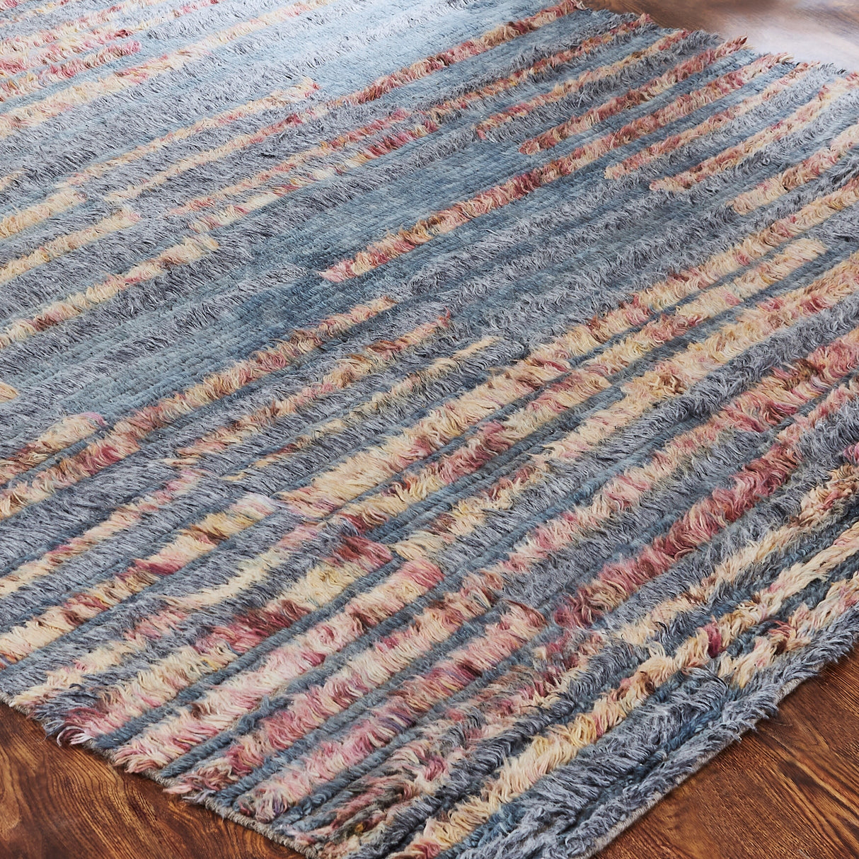 Abstract Geometric Shag Grey/Multi Area Rug