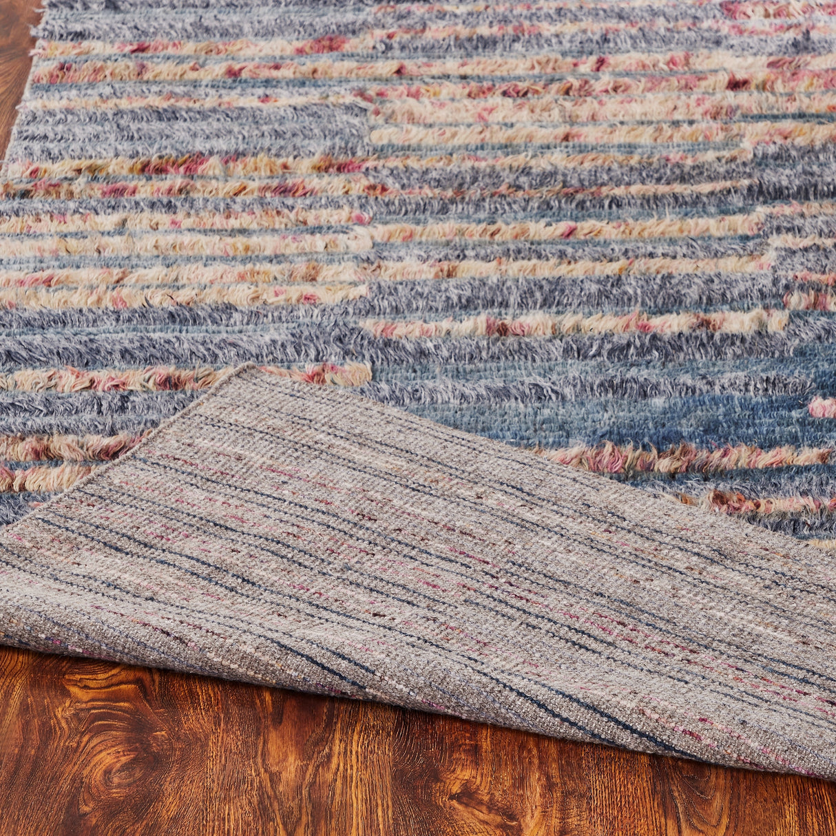 Abstract Geometric Shag Grey/Multi Area Rug