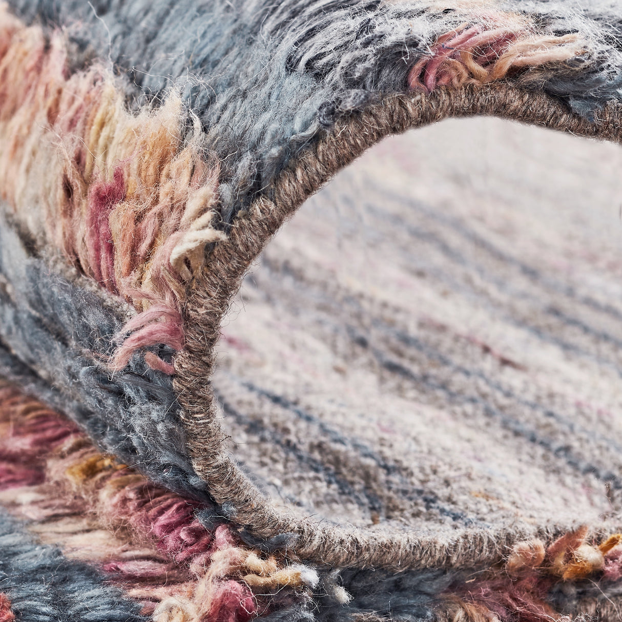 Abstract Geometric Shag Grey/Multi Area Rug
