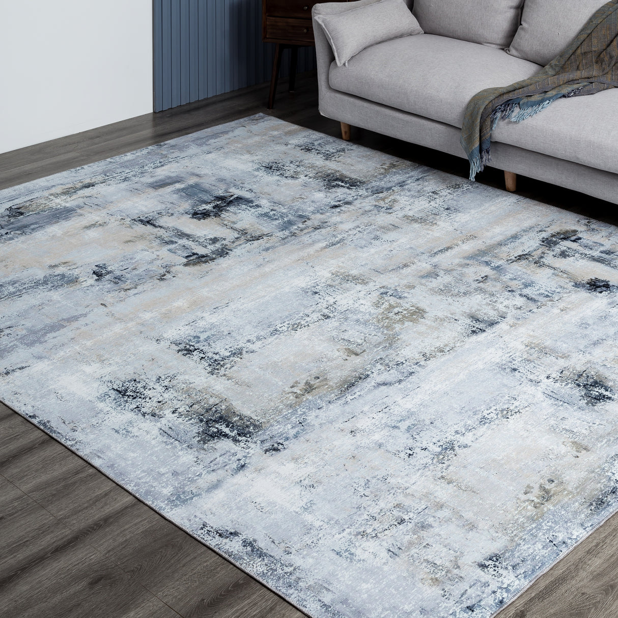 Abstract Grey/Blue Area Rug