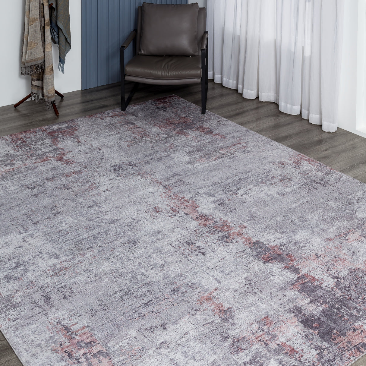 Abstract Grey/Lavender Area Rug
