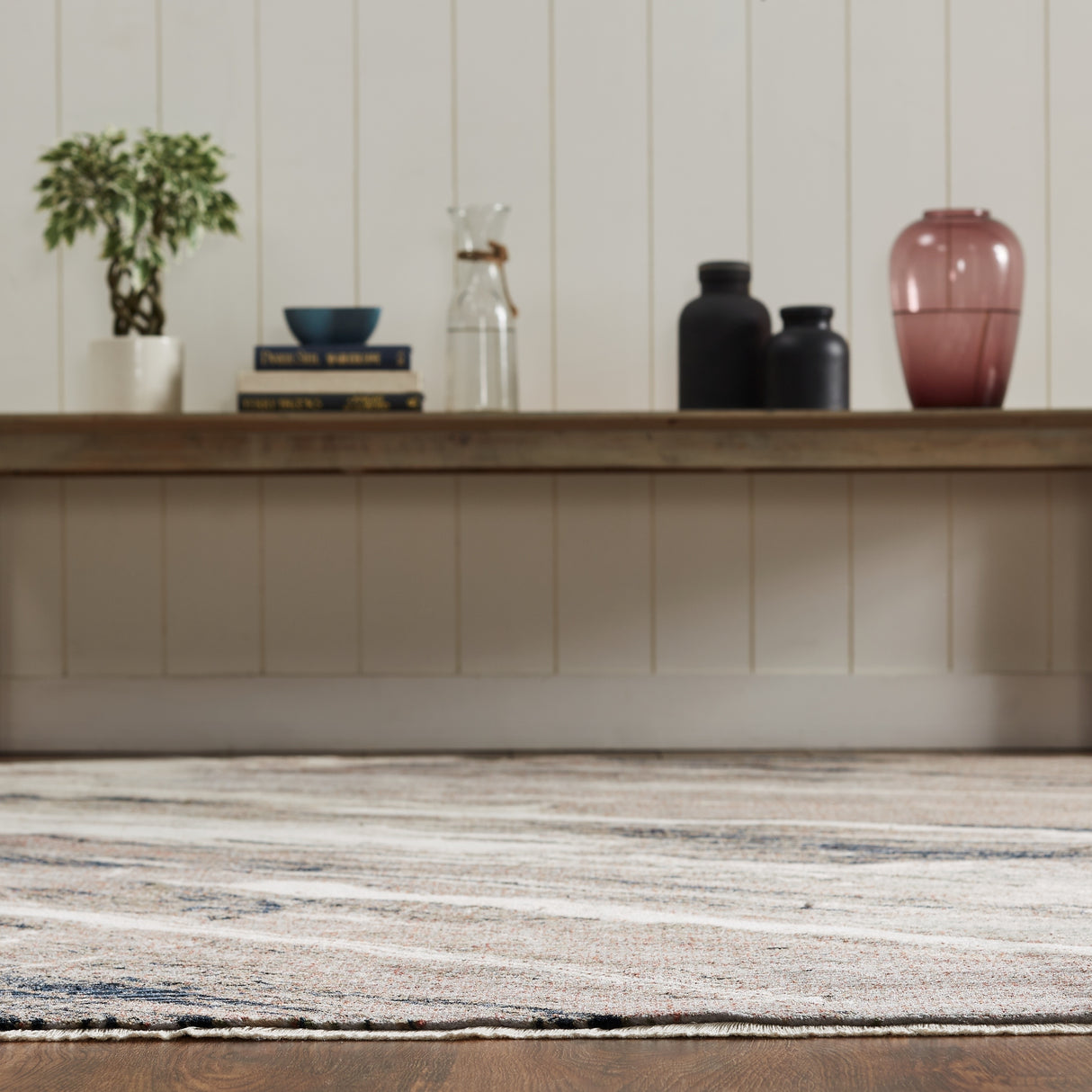 Abstract Grey Strie Area Rug