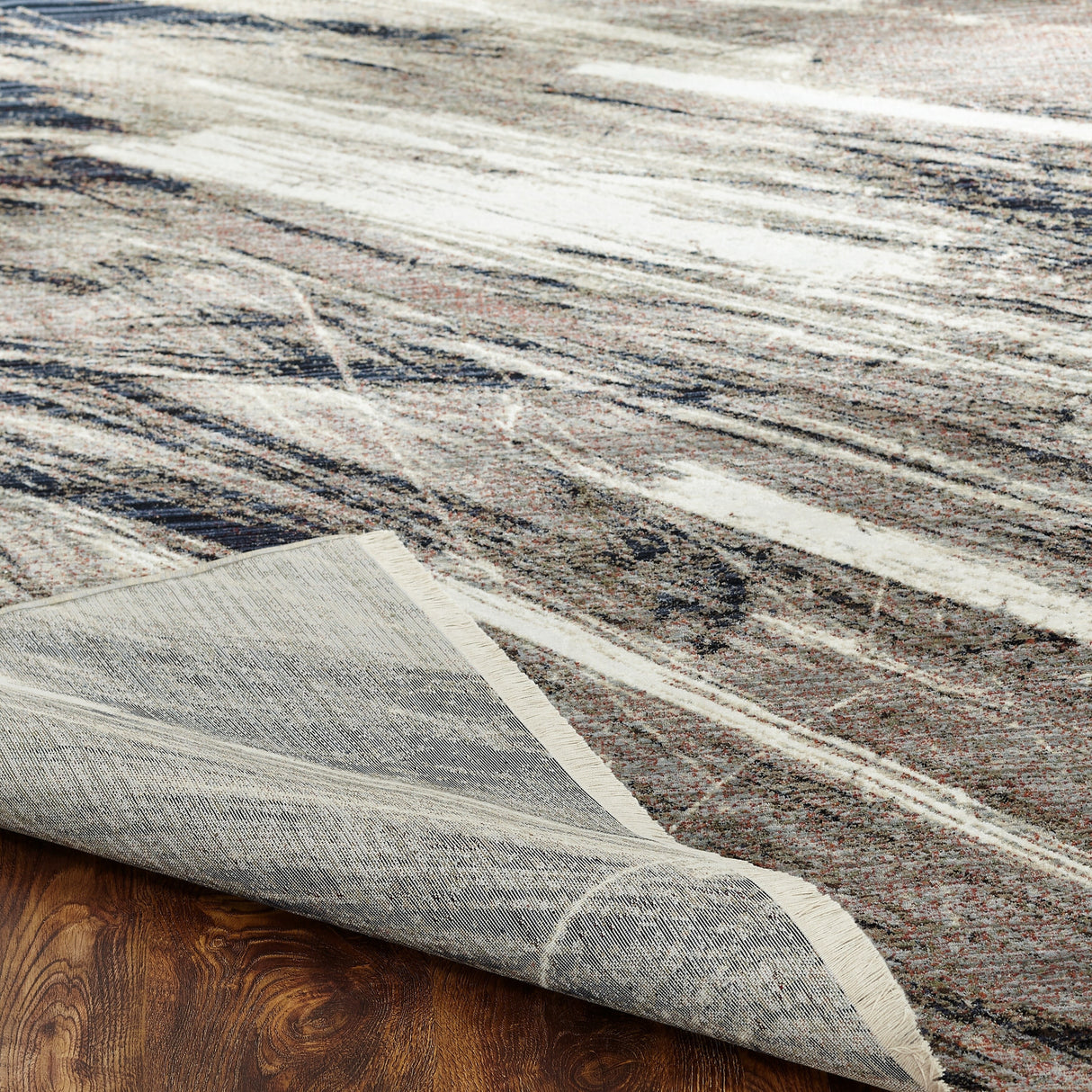 Abstract Grey Strie Area Rug