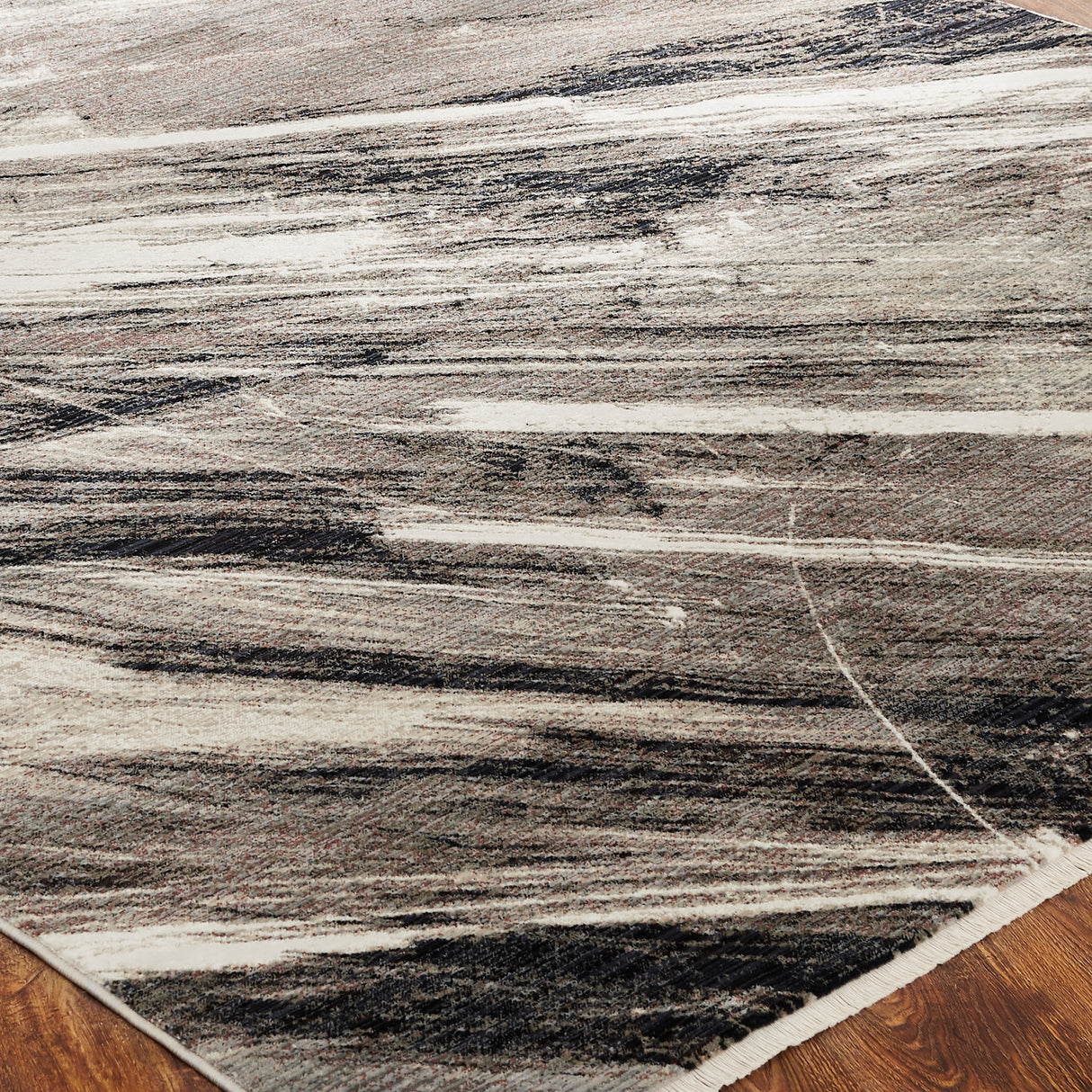 Abstract Grey Strie Area Rug