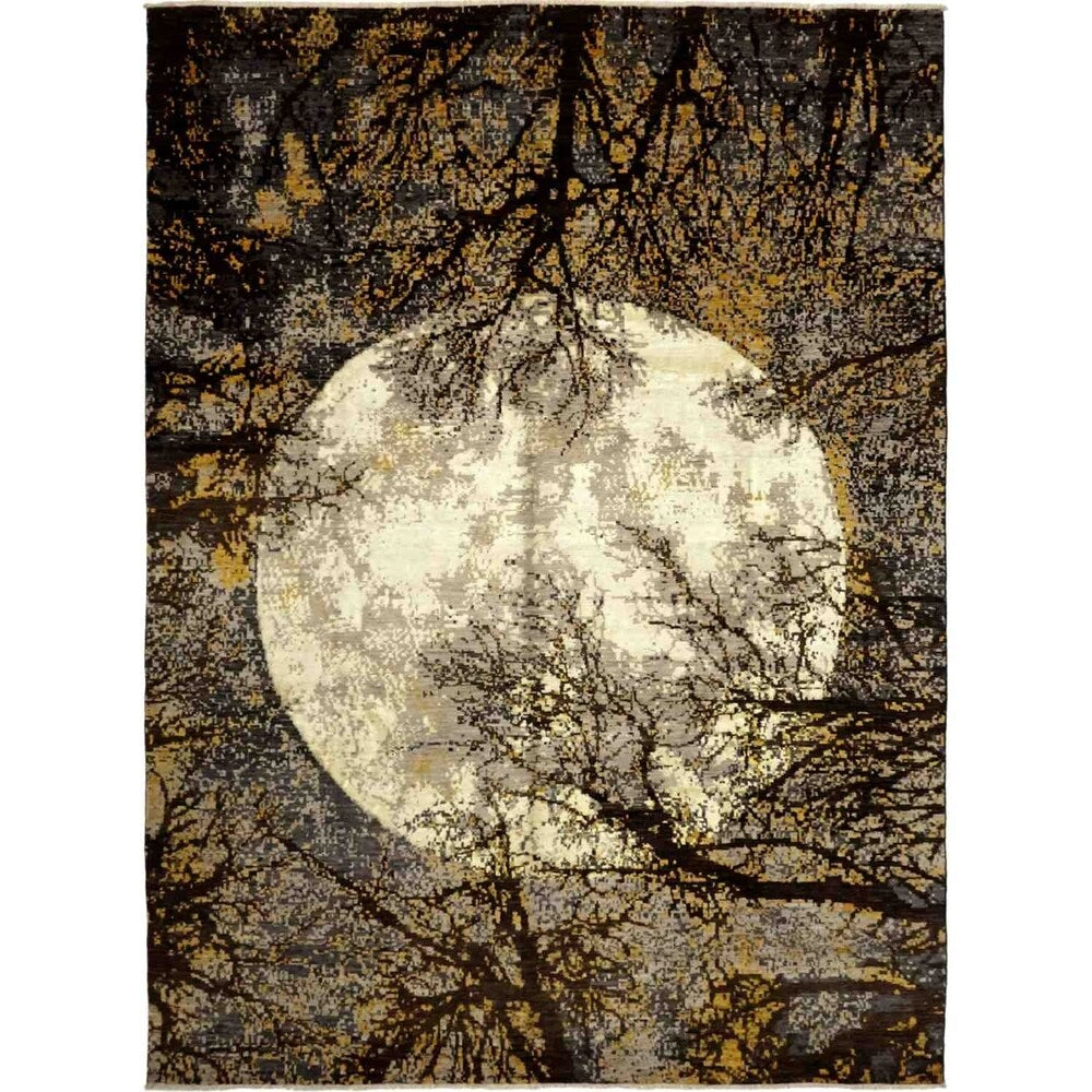 Contemporary Abstract One-of-a-Kind Hand-Knotted Area Rug - 9 x 12