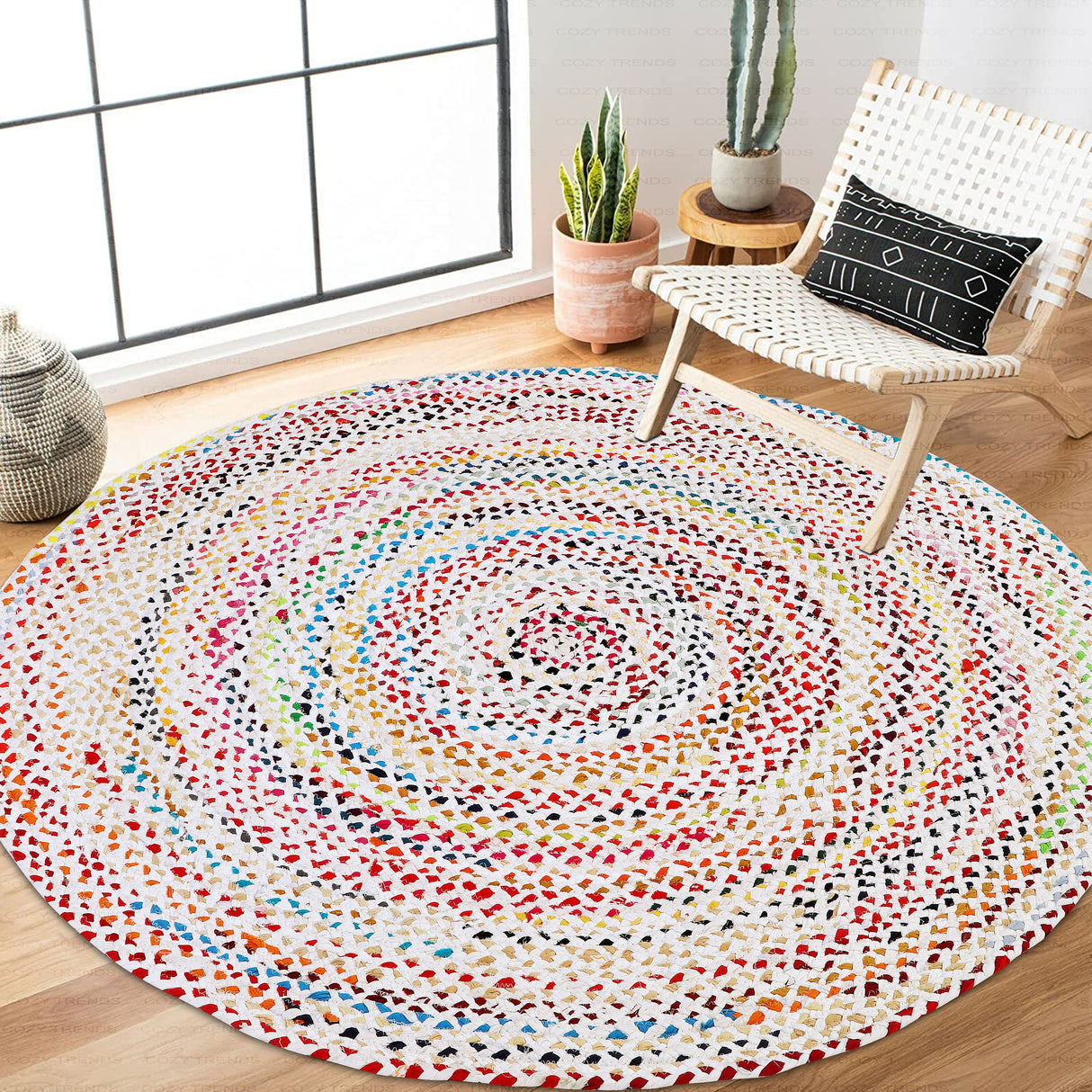Hand-Woven Colorful Cotton Area Rugs - Vibrant and Artistic Touch for Your Space