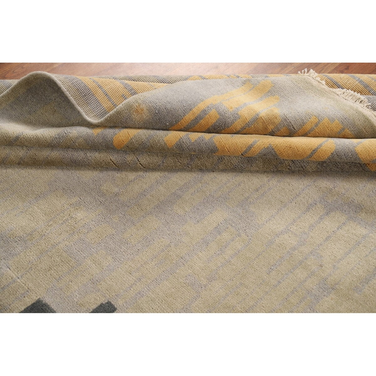 Abstract Modern Gabbeh Indian Area Rug Handmade Wool Carpet - 8'0"x 10'4"