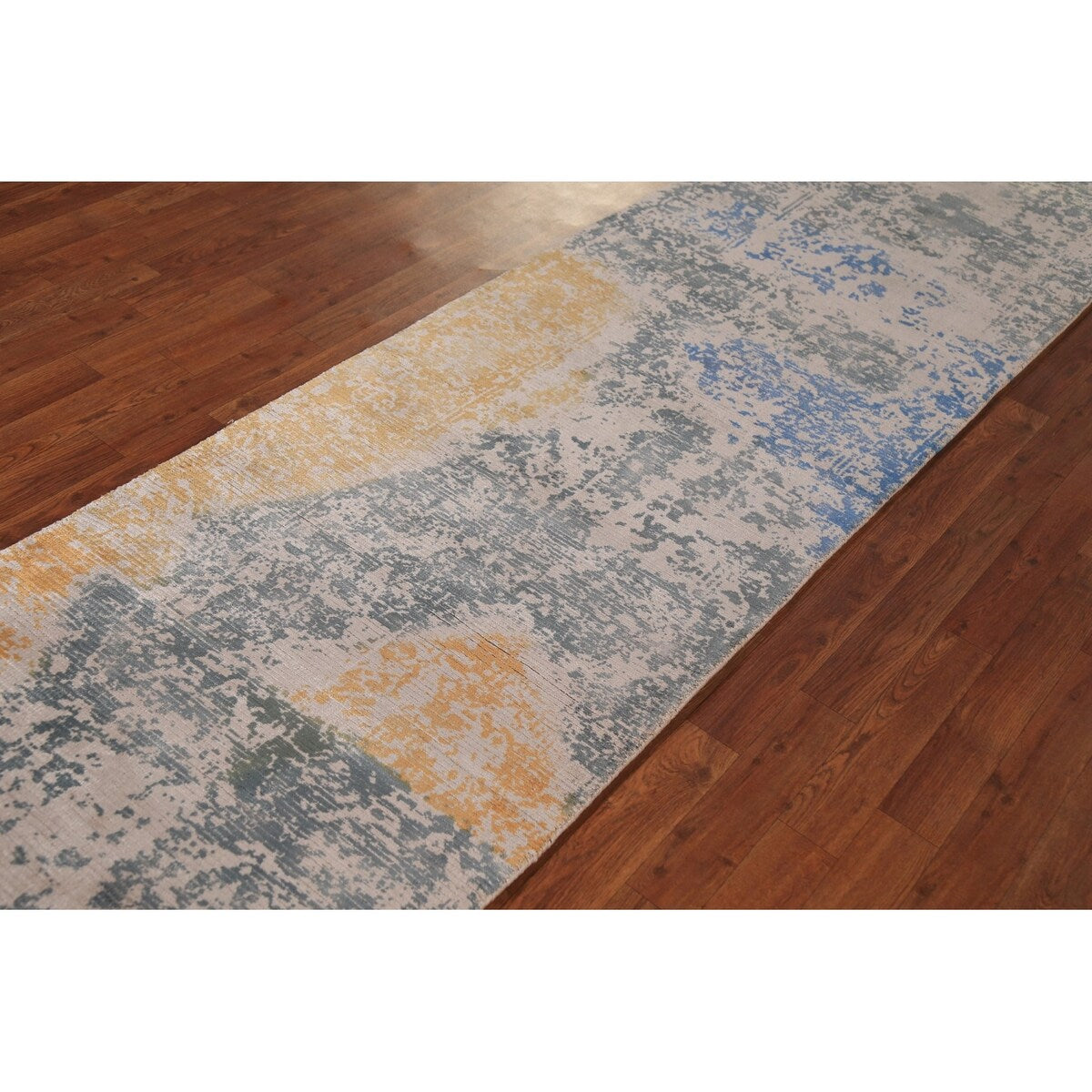Abstract Modern Runner Rug Handmade Wool Carpet - 2'8"x 10'0"
