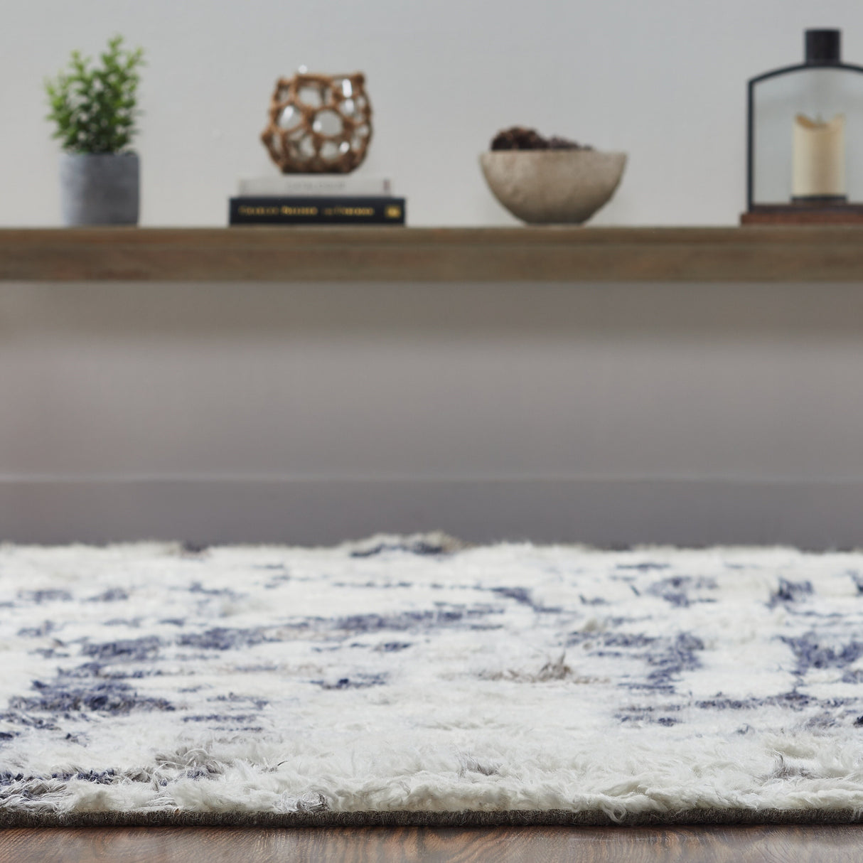 Abstract Shag Grey/Ivory Area Rug