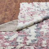 Abstract Tribal Shag Pink/Grey Area Rug
