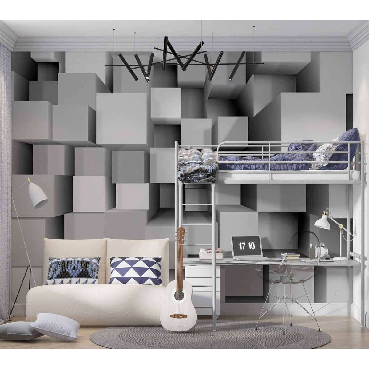 Abstract Wallpaper Wall Mural - Geometric Box Puzzle