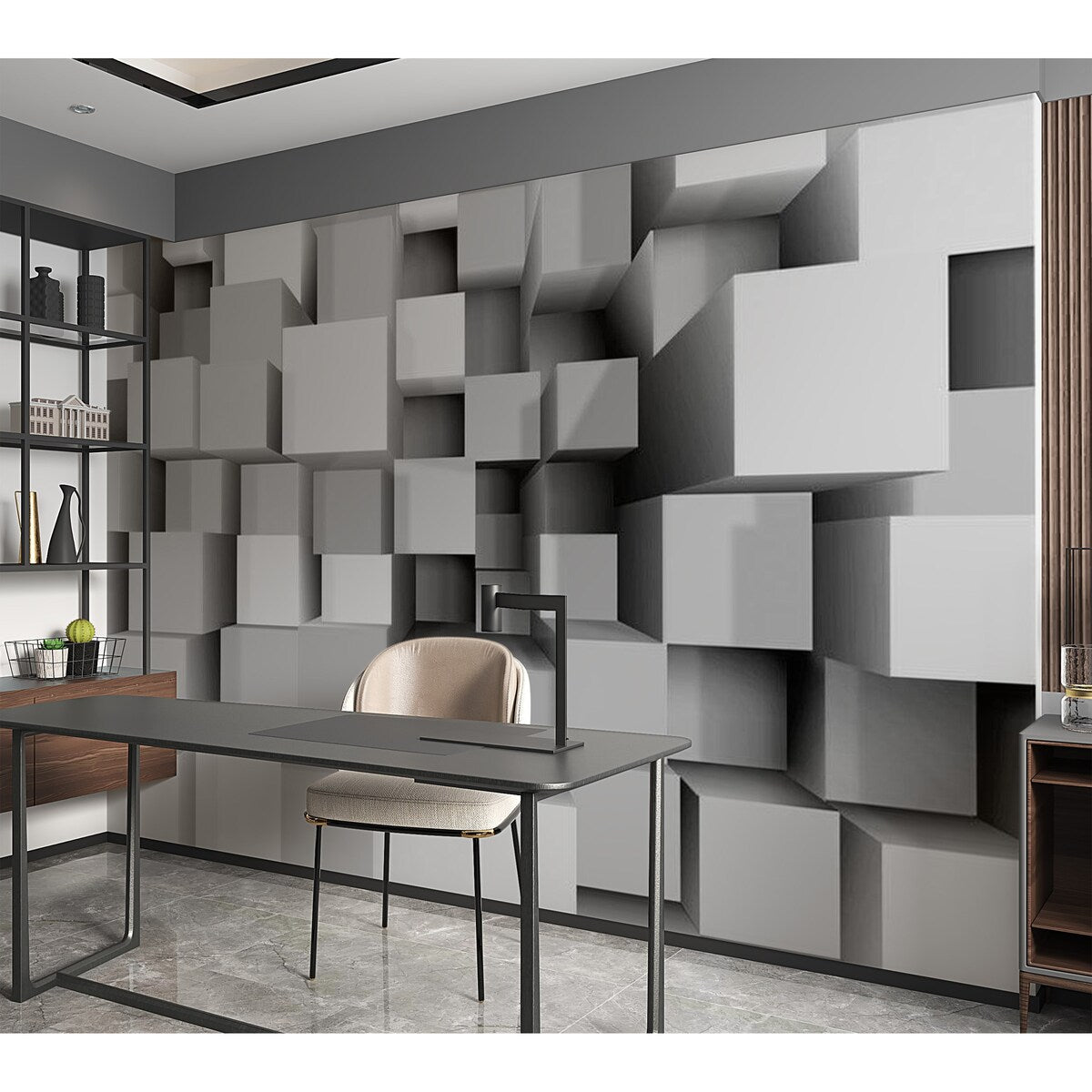 Abstract Wallpaper Wall Mural - Geometric Box Puzzle