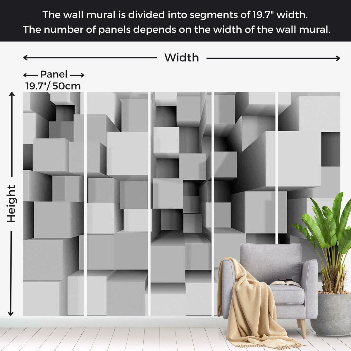Abstract Wallpaper Wall Mural - Geometric Box Puzzle