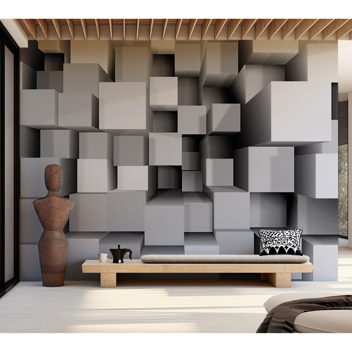 Abstract Wallpaper Wall Mural - Geometric Box Puzzle