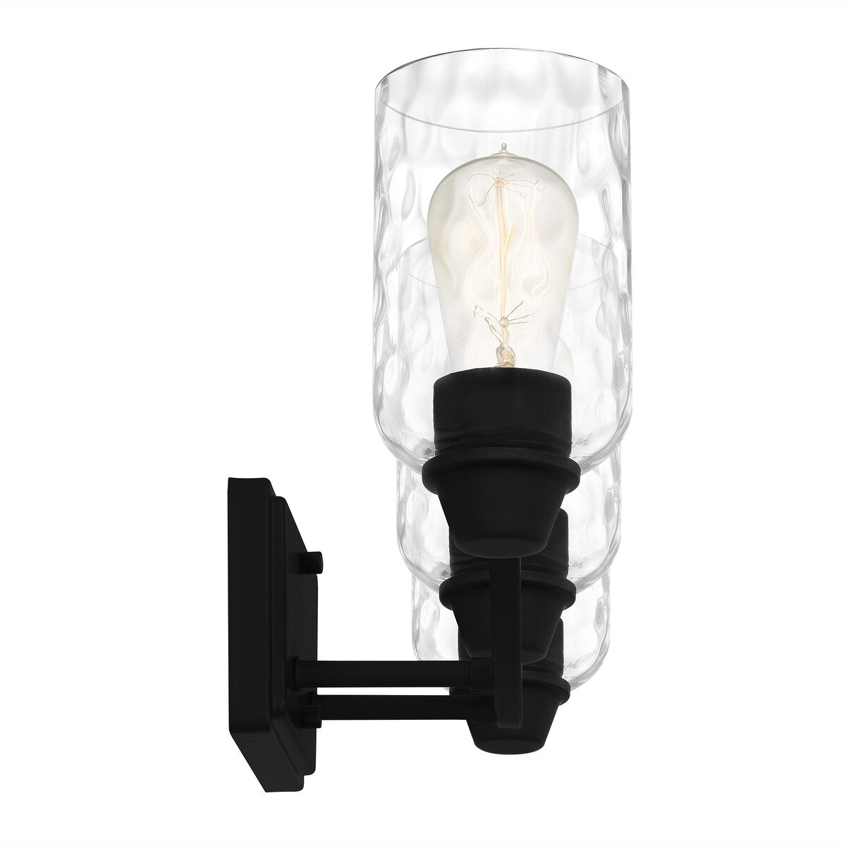 Acacia 3-Light Matte Black Bath Light with Clear Water Glass
