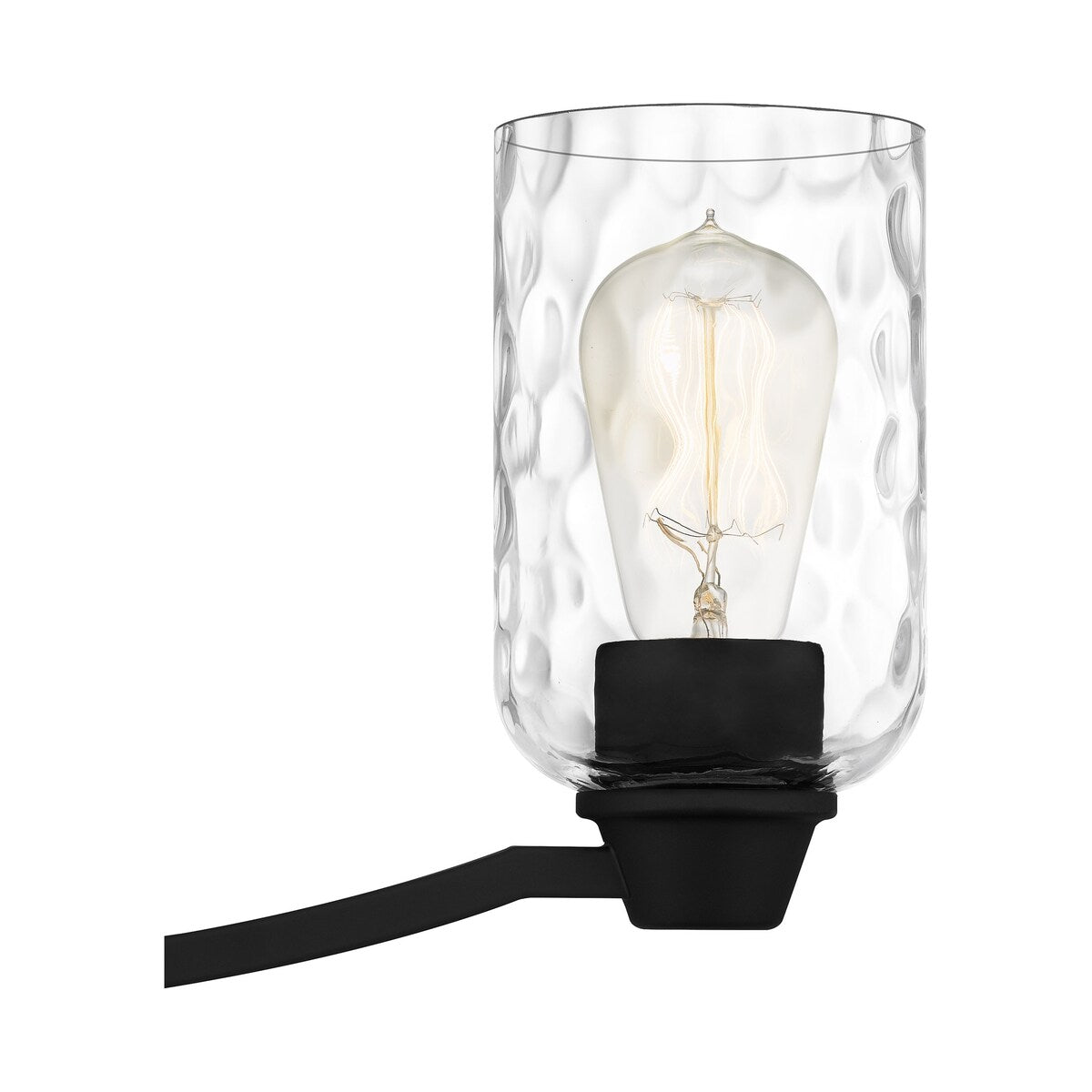 Acacia 3-Light Matte Black Bath Light with Clear Water Glass