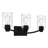 Acacia 3-Light Matte Black Bath Light with Clear Water Glass