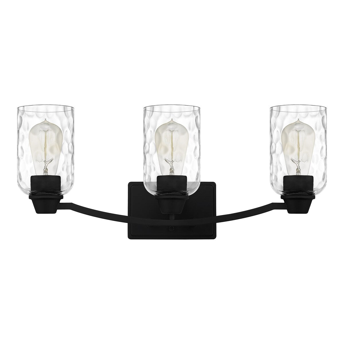 Acacia 3-Light Matte Black Bath Light with Clear Water Glass
