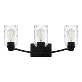 Acacia 3-Light Matte Black Bath Light with Clear Water Glass
