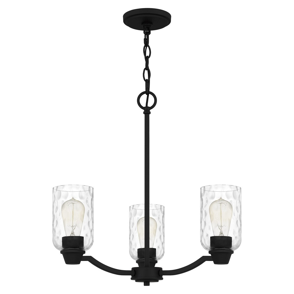 Acacia 3-Light Matte Black Chandelier with Clear Water Glass