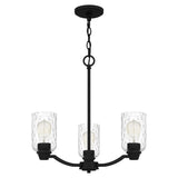 Acacia 3-Light Matte Black Chandelier with Clear Water Glass
