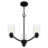 Acacia 3-Light Matte Black Chandelier with Clear Water Glass