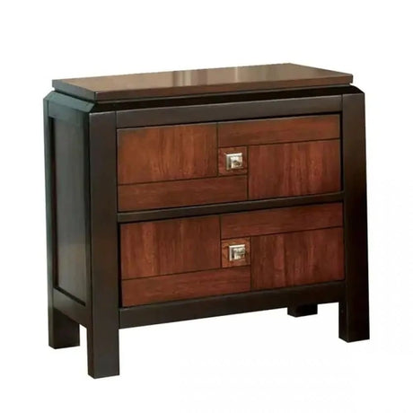 Transitional Solid wood 2-Drawers Square Chrome Knobs Multitone Unique Nightstand