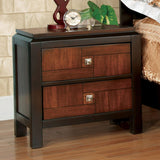 Transitional Solid wood 2-Drawers Square Chrome Knobs Multitone Unique Nightstand