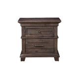 Acacia Wood Nightstand with 2 Drawer Brown