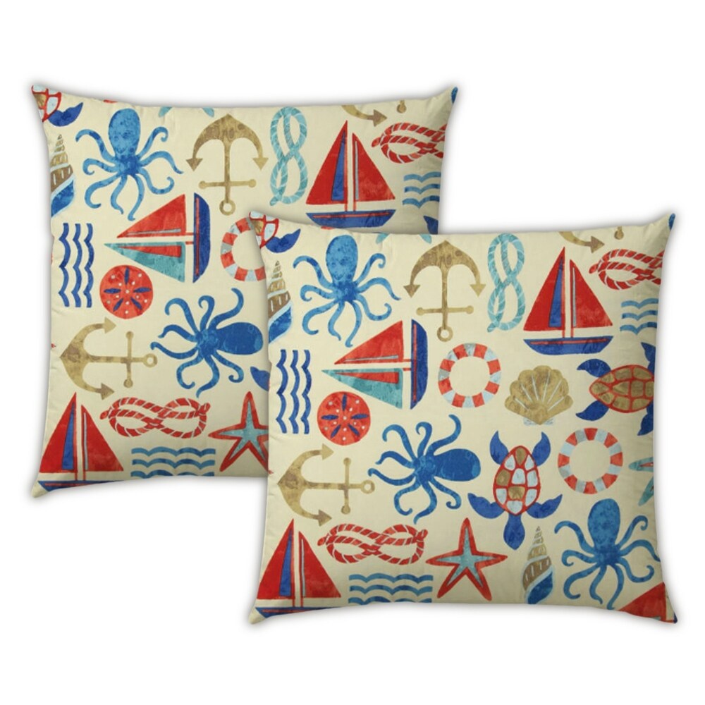 Joita Home Alcapulco Shores Indoor/Outdoor, Zippered Pillow Cover with Insert, Set of 3 Pillow