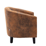 Accent Barrel Chair Living Room With Nailheads And Solid Wood Legs