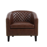 Accent Barrel Chair Living Room With Nailheads And Solid Wood Legs