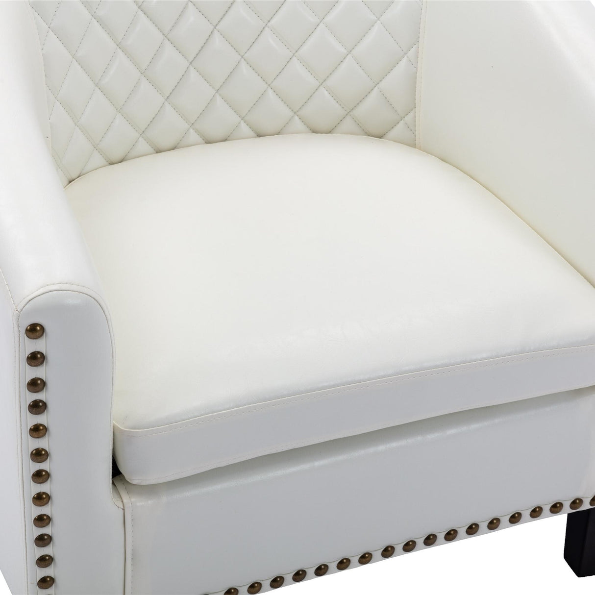 Accent Barrel Chair Living Room With Nailheads And Solid Wood Legs