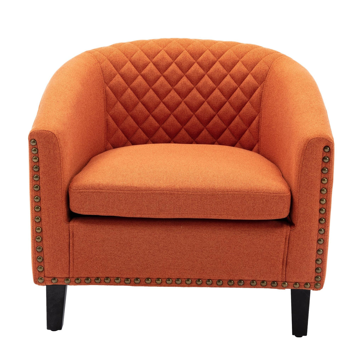 Accent Barrel Chair Living Room With Nailheads And Solid Wood Legs