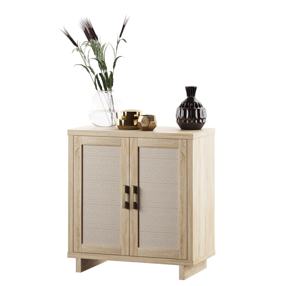 Coastal Accent Cabinet with Linen Style Details