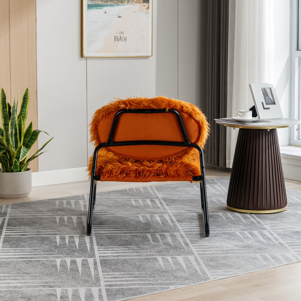 Accent Chair - Modern Industrial Slant Armchair with Metal Frame - Premium High Density Soft Single Chair