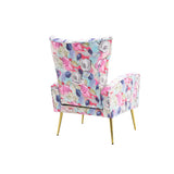 Accent Chair Leisure Single Chair Velvet Upholstery Padded Seat with Metal Feet